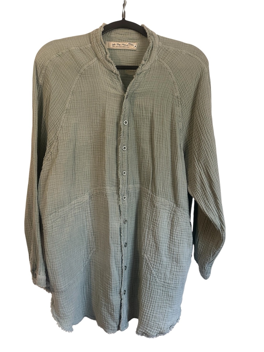 We the free free people gauzy oversized button front shirt women’s small